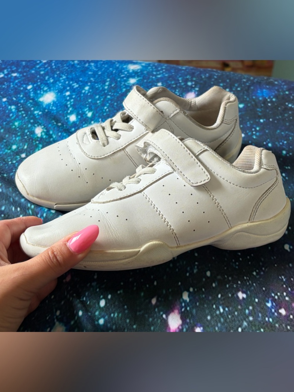 Kids White Velcro Athletic Shoes